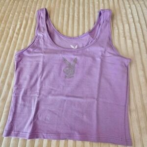 Playboy Women's Tank Top XS Purple Rhinestone Bunny NWOT